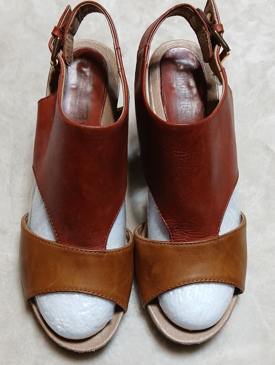 PIKOLINOS Shoes - PIKOLINOS Two-Tone Brown and Tan Leather Slingback Sandals Size 38